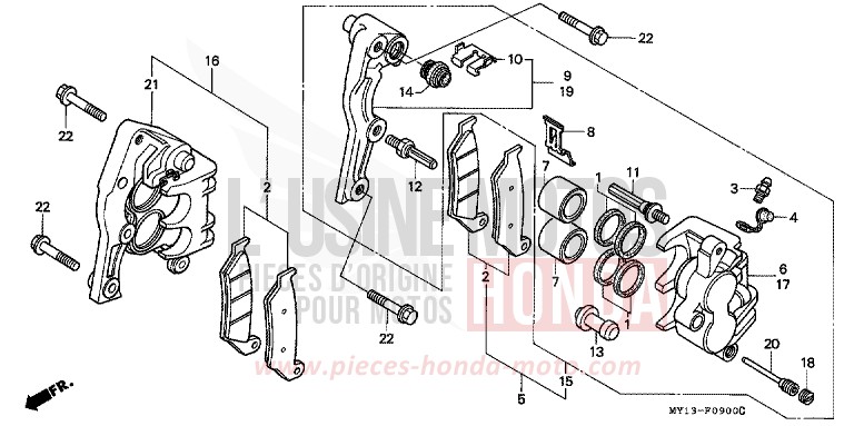 FRONT BRAKE CALIPER for Africa Twin 750 SPARKLING RED (R127A) from 1996